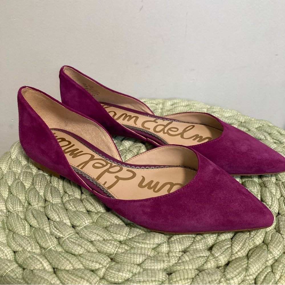 Sam Edelman Rodney Pointy Toe D'orsay Flat In Purple Plum Suede